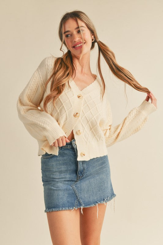 Blanche Button Cardi-Ivory