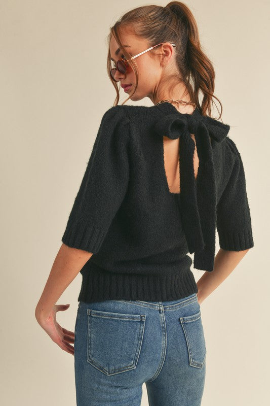 Vera Tie Back Sweater-Classic Black
